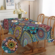 Tavolo esterno rettangolare, stile boho, impermeabile, facile da pulire, lavabile, resistente alle intemperie, per giardino, cucina, tavolo da pranzo, feste, 150x260 cm