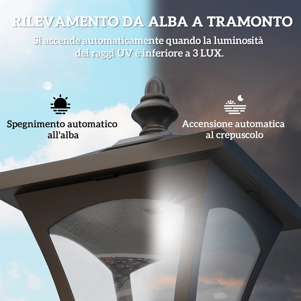 EasyComfort Lampada da Giardino a LED a Energia Solare Impermeabile IP44, 15x15x177 cm, Nero