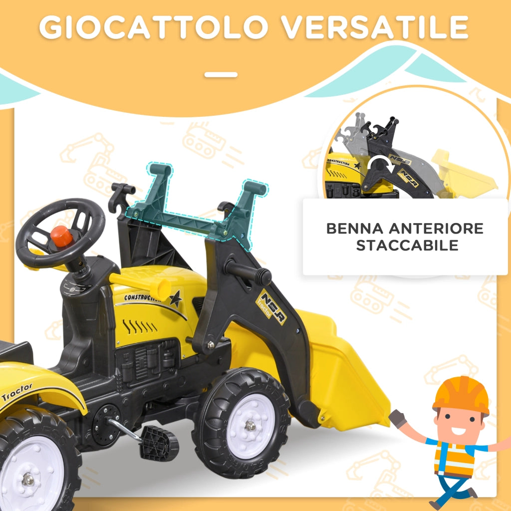 Escavatore a Pedali per Bambini con Ruspa ¨C zephmum ¨C Giallo