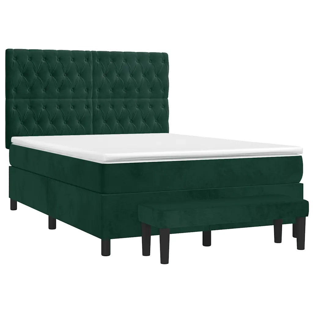Giroletto a Molle con Materasso Verde Scuro 140x200 cm Velluto 3138028