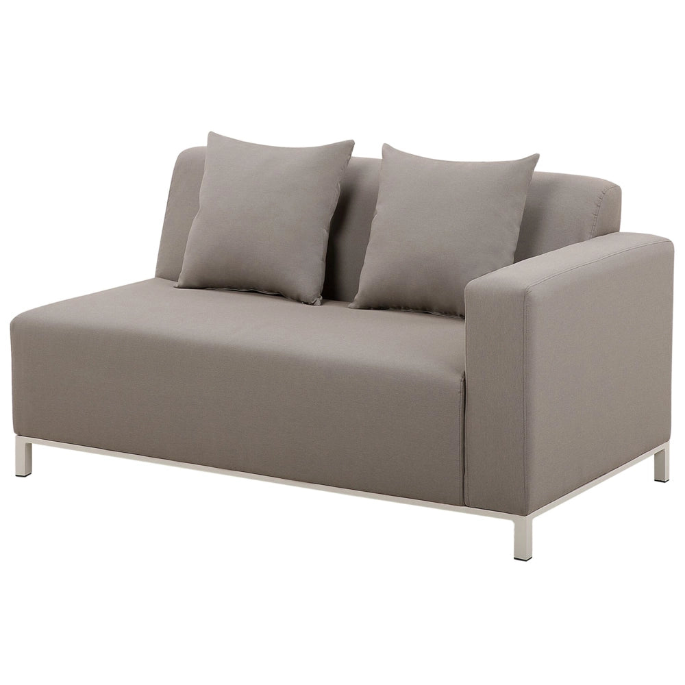 Set di 6 divani componibili per esterni con struttura in alluminio color tortora con cuscini destro