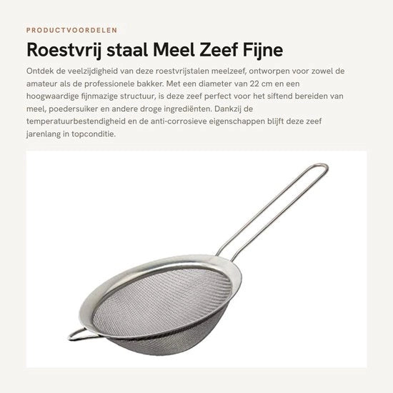 Zef per cibo da cucina in acciaio inossidabile - 22cm - Finitura fine - Resistente all'usura - Resistenti alle alte temperature - Progettato per risparmiare spazio - Zef per cibo da cucina