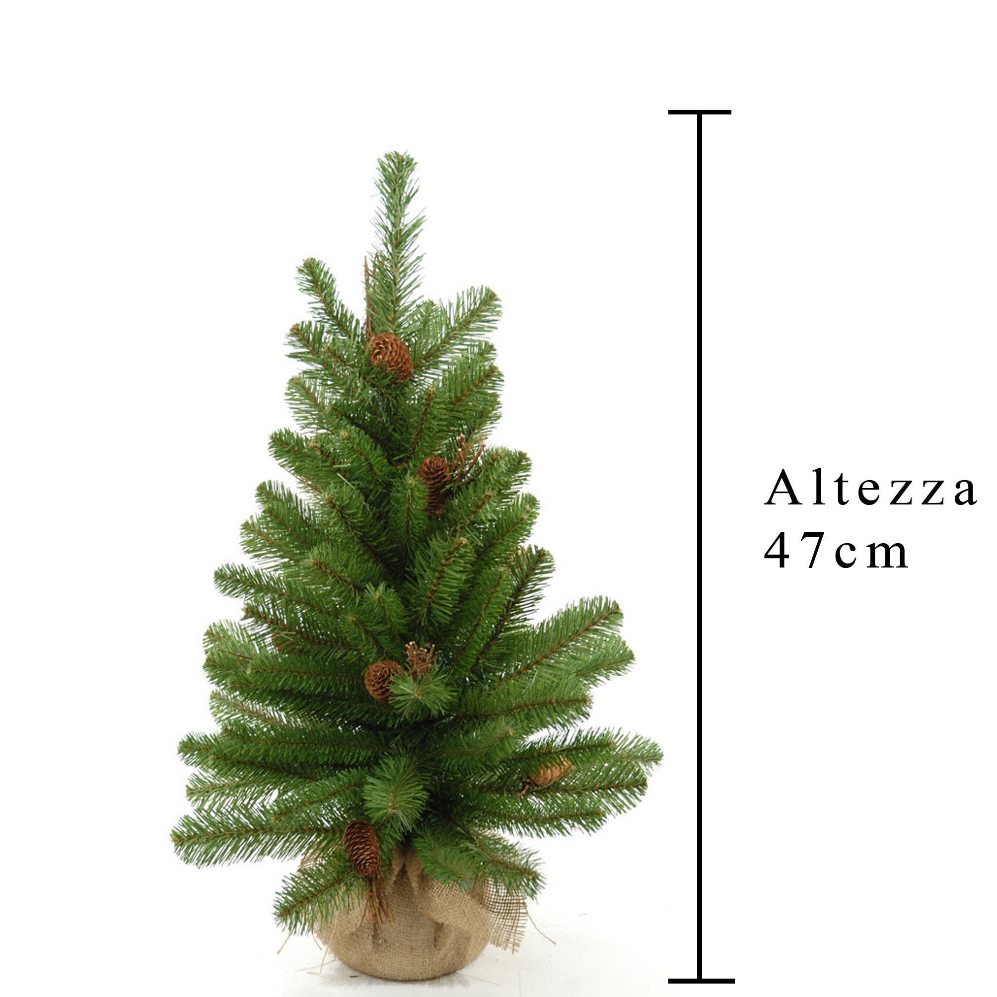 Set 2 Mini Albero di Natale Artificiali H45 cm Abete con Pigne 43 Tips Verde