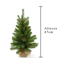 Set 2 Mini Albero di Natale Artificiali H45 cm Abete con Pigne 43 Tips Verde