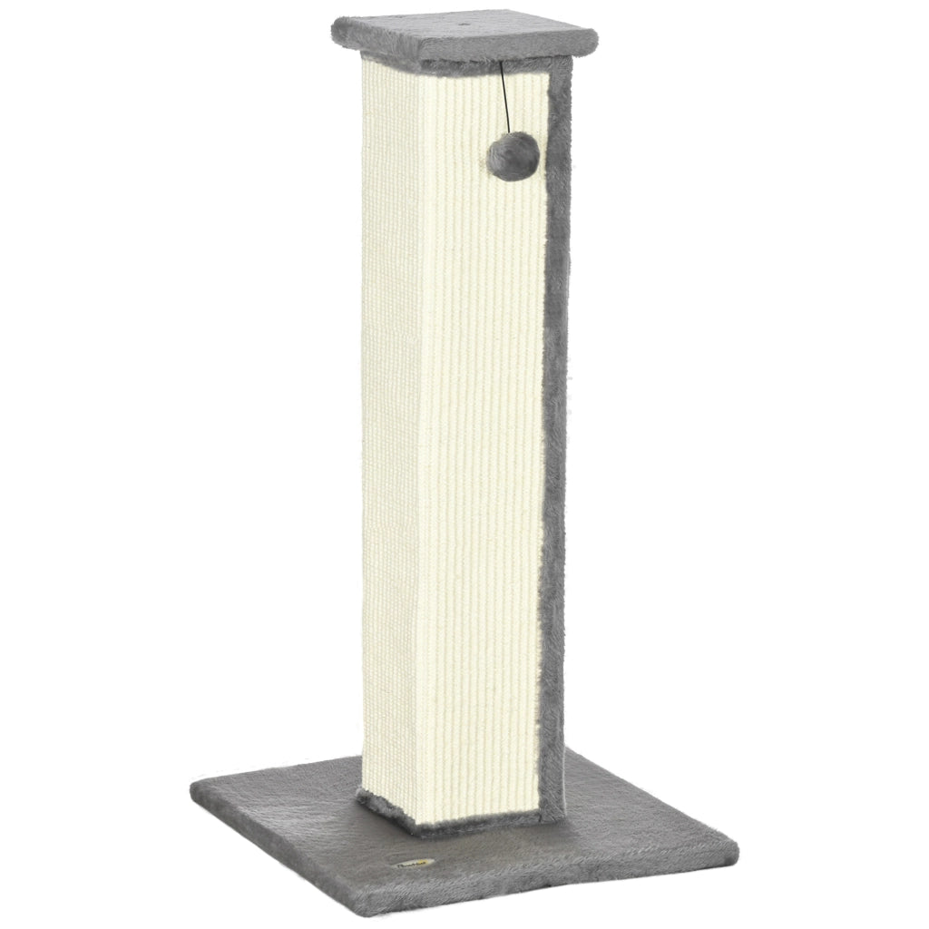 Rascador per Gatti con Post in Sisal e Palla Sospesa ¨C zephmum ¨C Grigio 41x41x81 cm