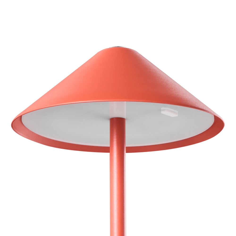 Lampada da tavolo wireless in metallo rosso per interni ed esterni con porta USB C ricaricabile
