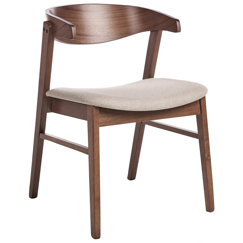 Set di 2 sedie da pranzo in legno e tessuto beige poliestere Gambe in legno di gomma Stile retrò tradizionale