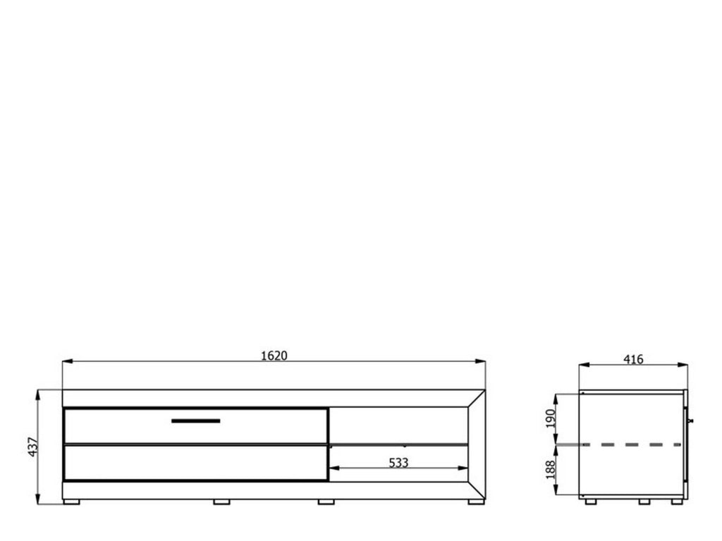 Pompu, Mobile Porta tv 2 Ripiani, 162x41.5x43.5h cm Nero