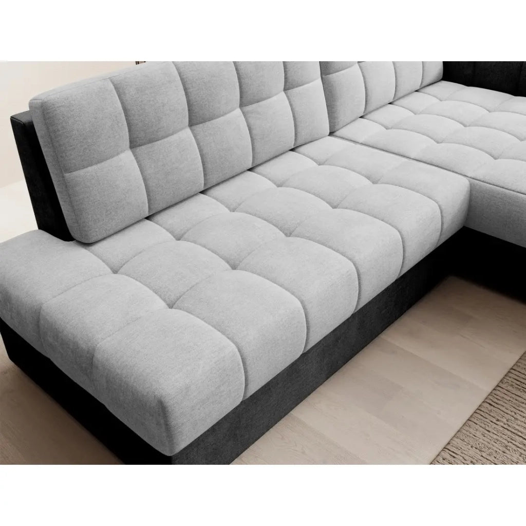 Divano angolare convertibile CUBITO grigio e nero 240 cm con contenitore e letto