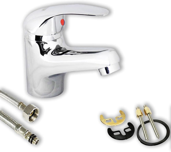 MONOCOMANDO LAVABO Miscelatore Cromo  per Lavabo, Rubinetto Cromato, Design Basic