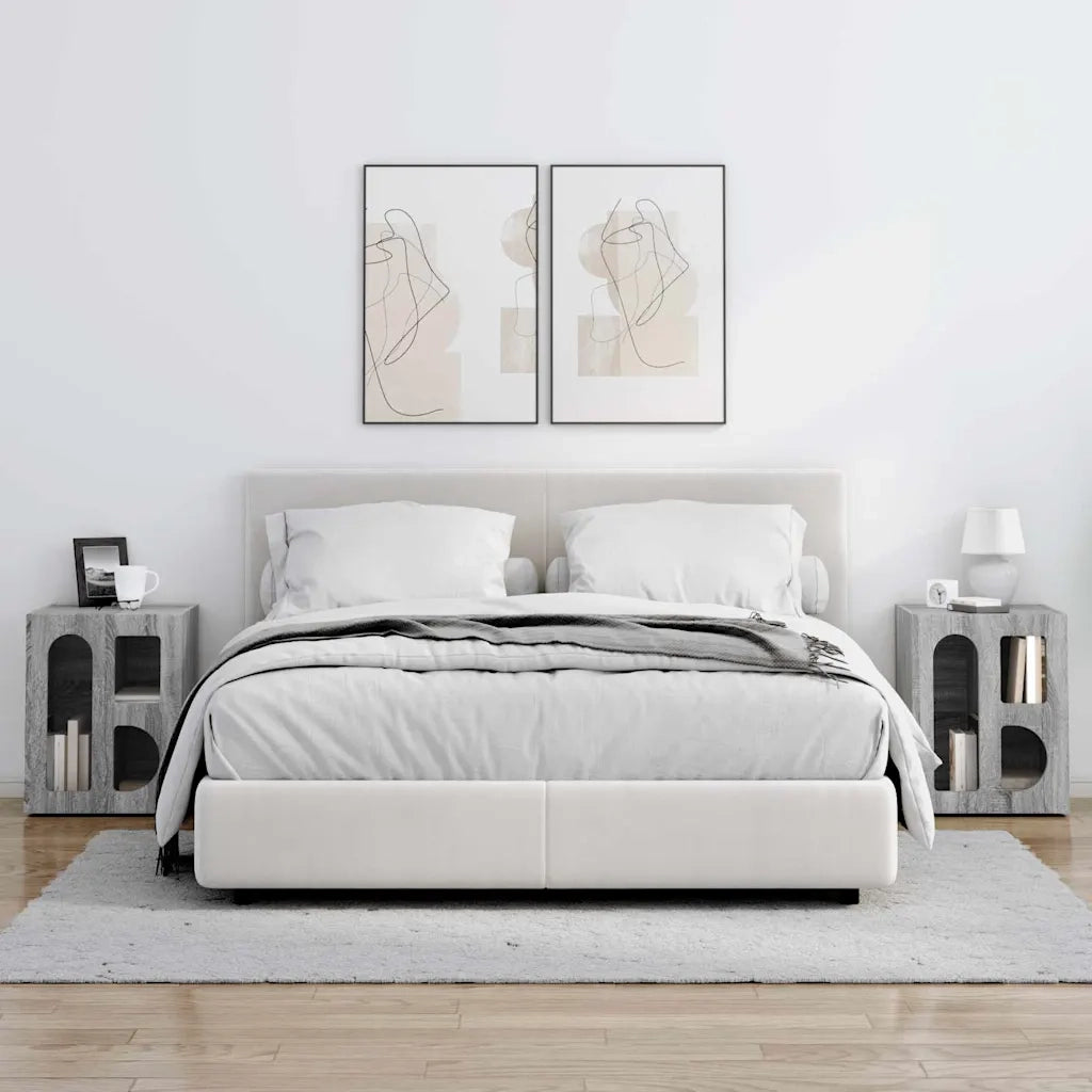 Set di 2 Comodini | Armadio da Notte | Mobiletto da notte Grigio Sonoma 40 x 35 x 50 cm Legno multistrato