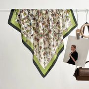Sciarpa da donna in seta verde stampata, stile coreano, alla moda e versatile, sciarpa/fascia per il collo decorativa.