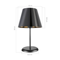 Lampada da tavolo Verda  in metallo e paralume tessuto nero