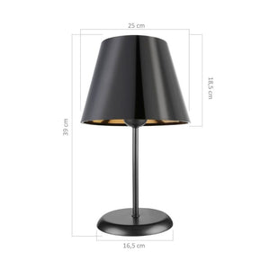 Lampada da tavolo Verda  in metallo e paralume tessuto nero