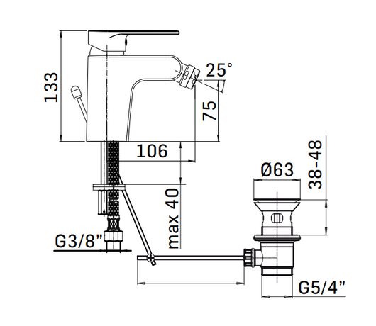 MISCELATORE MONOCOMANDO BIDET LINEA LOGOS- Cromo- MAMOL- pezzi 1