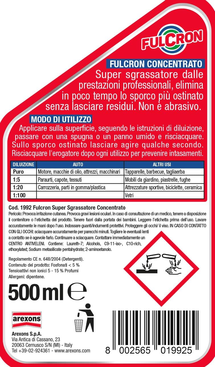 SGRASSATORE 'FULCRON' 500 ml con spruzzino - AREXONS