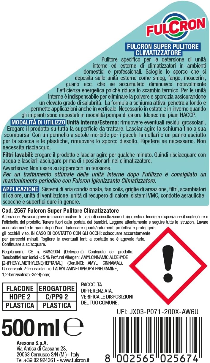 SUPER PULITORE PER CLIMATIZZATORE 'FULCRON' 500 ml - AREXONS