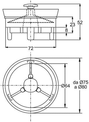 VALVOLA DI NON RITORNO NRV PER PILETTE PIATTO DOCCIA 21/2- Diam. 80- BONOMINI