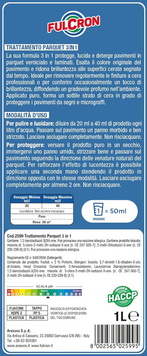 TRATTAMENTO PER LAMINATI E PARQUET 3 IN 1 'FULCRON' lt. 1- 6 pezzi  - AREXONS