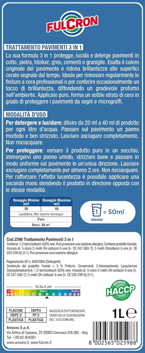 TRATTAMENTO PER PAVIMENTI 3 IN 1 'FULCRON' lt. 1- 6 pezzi  - AREXONS