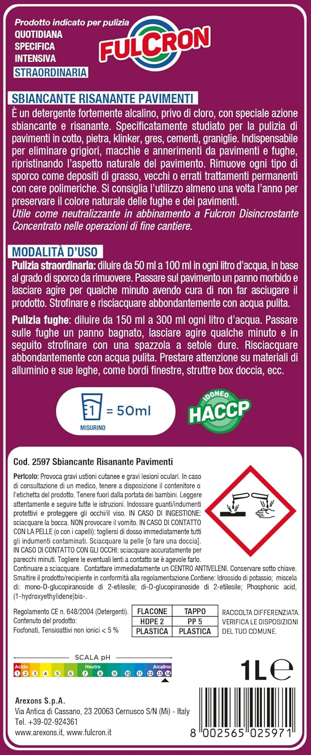 SBIANCANTE RISANANTE PER PAVIMENTI 'FULCRON' lt. 1- 6 pezzi  - AREXONS