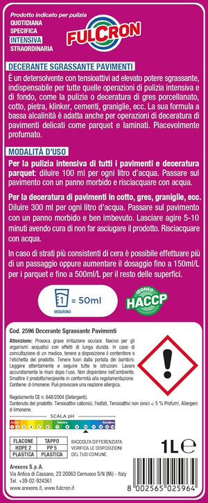 SGRASSANTE DECERANTE PER PAVIMENTI 'FULCRON' lt. 1- 6 pezzi  - AREXONS