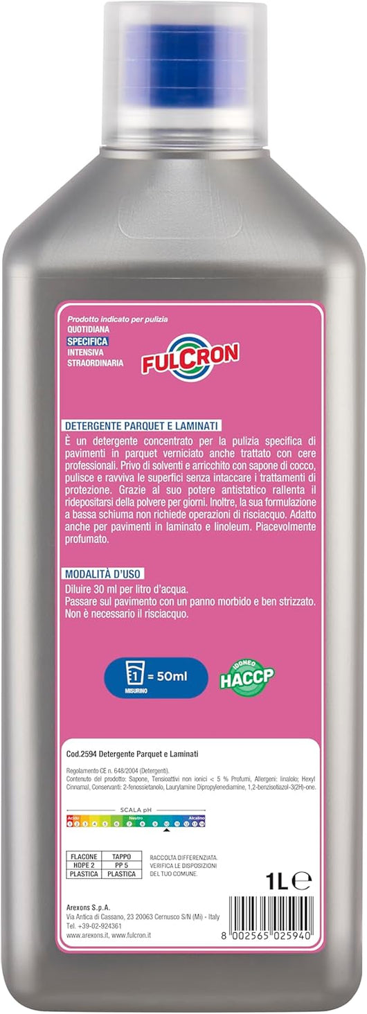 DETERGENTE LAMINATI E PARQUET 'FULCRON' lt. 1- 6 pezzi  - AREXONS