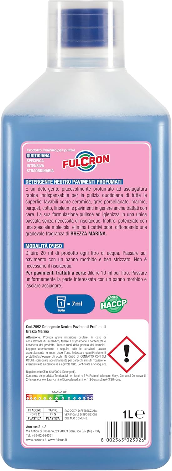 DETERGENTE NEUTRO PER MULTIPAVIMENTI 'FULCRON' lt. 1 - brezza marina  - AREXONS