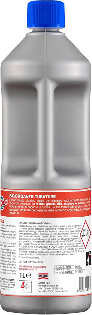 DISGORGANTE LIQUIDO PER TUBATURE 'FULCRON' lt 1- 6 pezzi  - AREXONS