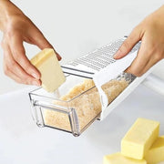 Raspante per Formaggio Professionale - Manuale a Doppia Facia - Acciaio Inossidabile - Contenitore Rimovibile - Raspante per Cucina con Bacchetto di Raccolta