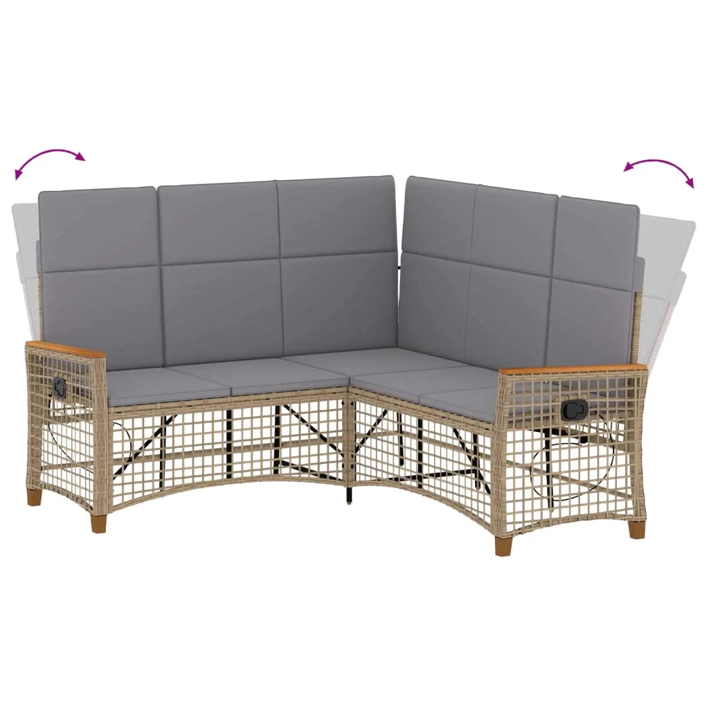 Set di Divani Recliner da Giardino | Set Salotto da Giardino Beige e Grigio Chiaro