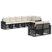 Set Divano da Giardino 8 pcs Nero e Bianco Crema polyrattan 3435184