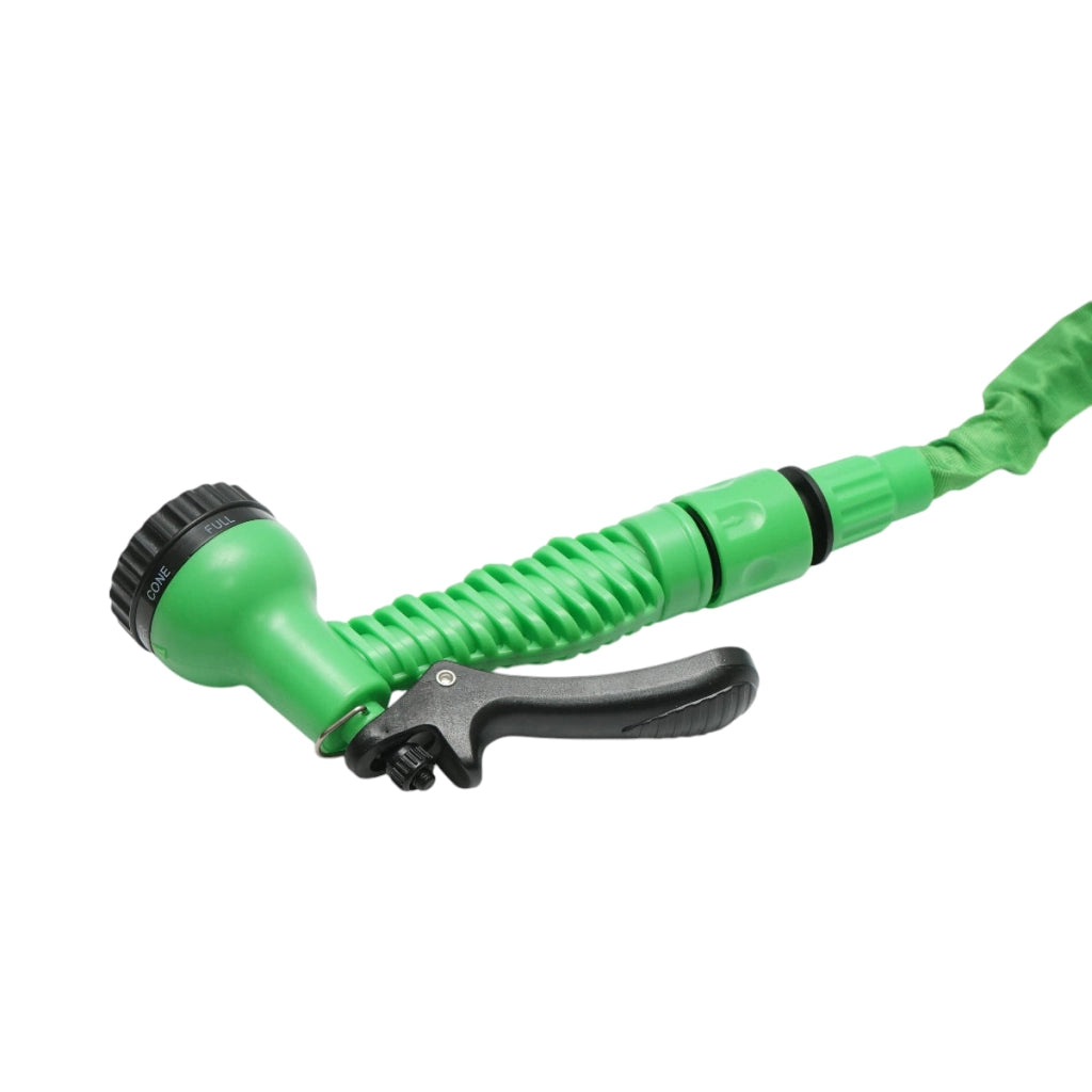 Tubo da giardino estensibile in lattice 5-15 m con pistola regolabile a 7 modalità, adattatore 3/4 e raccordo rapido 1/2