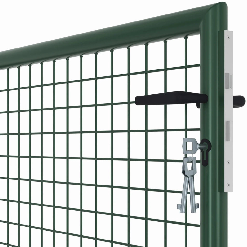 IDMarket - Cancello da giardino in acciaio 105 x 100 cm con serratura e maniglia verde