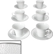 Set di Caffè in Ceramica con 6 Cappuccini da 180 ml e Caffettiera