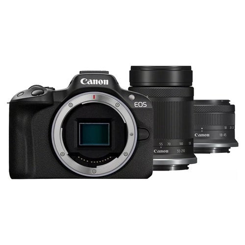 Canon eos r50, black + rf-s 18-45 is stm + rf-s 55-210mm f5-7.1 is stm kit milc 24,2 mp cmos 6000 x 4000 pixel nero - 5811C023