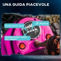 Moto Elettrica per Bambini con Acceleratore Manuale, 2 Velocità 8-16km/h, Età 8-12 Anni, Rosa
