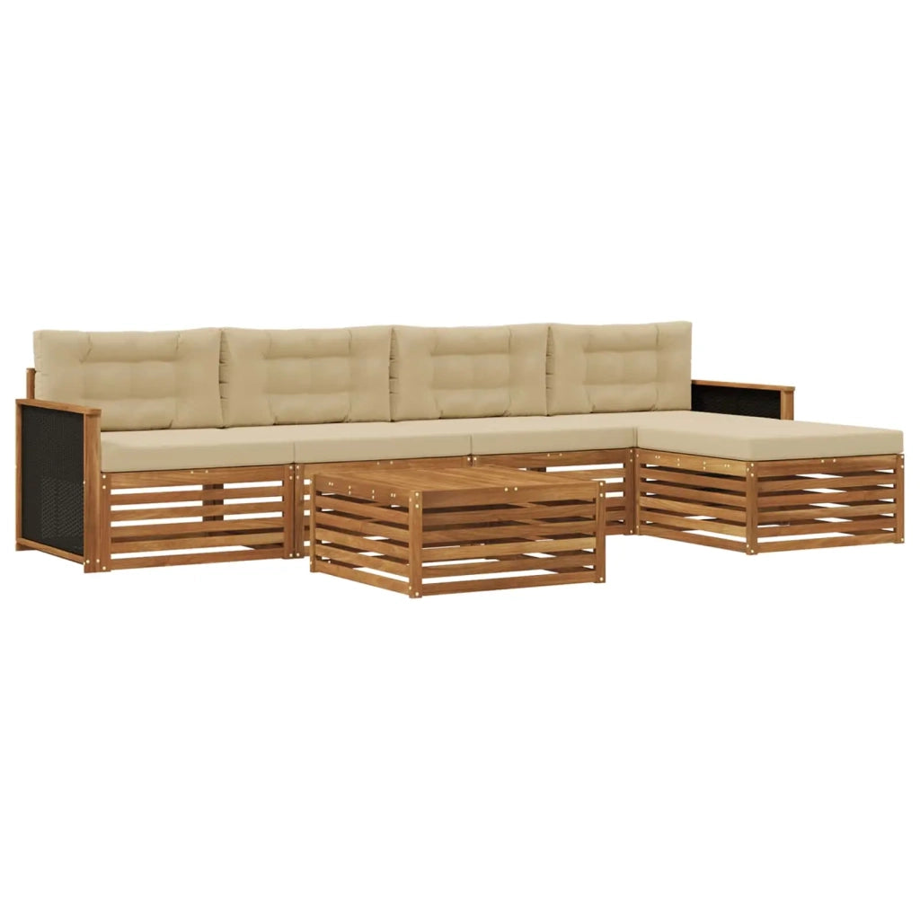 Set di divani da esterno 6 pcs Naturale e Beige 79 x 79 x 37 cm