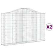 Set 2 cestini per gabbioni recinzione a gabbia muro di contenimento ad arco 200 x 30 x 120/140 cm ferro zincato Argento 02_0041329