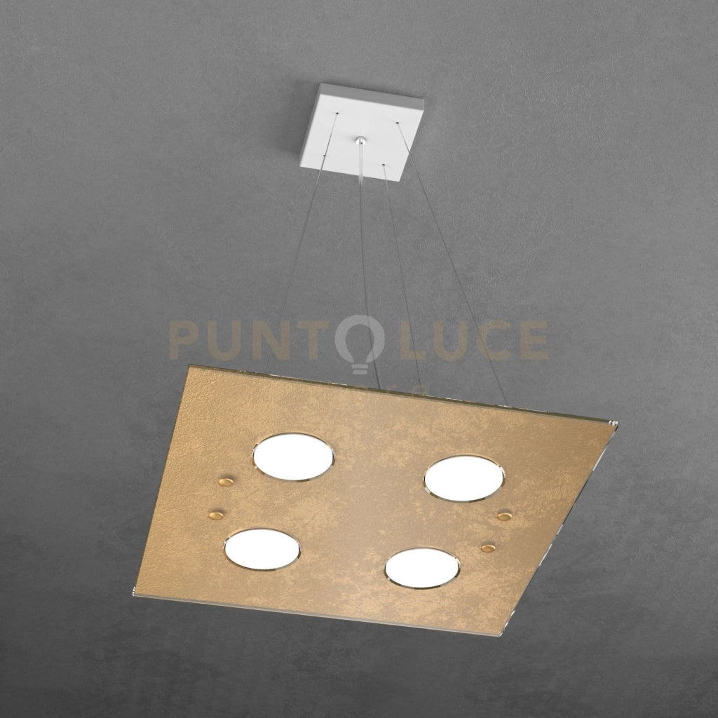 PATH SOSPENSIONE 4 LUCI QUADRA FOGLIA ORO 1141-S4-FO