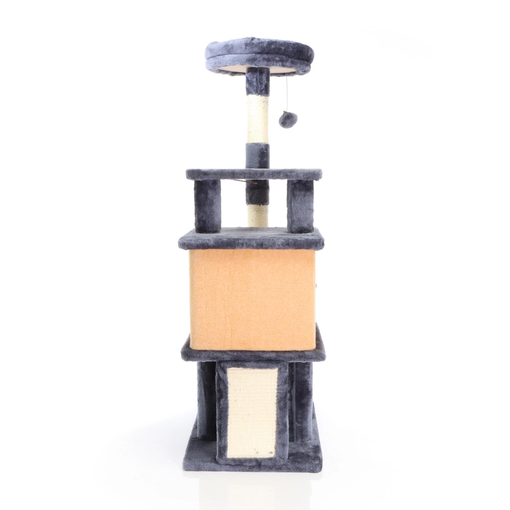Fudajo Albero tiragraffi per gatti grigio scuro 112cm con casetta e lettino