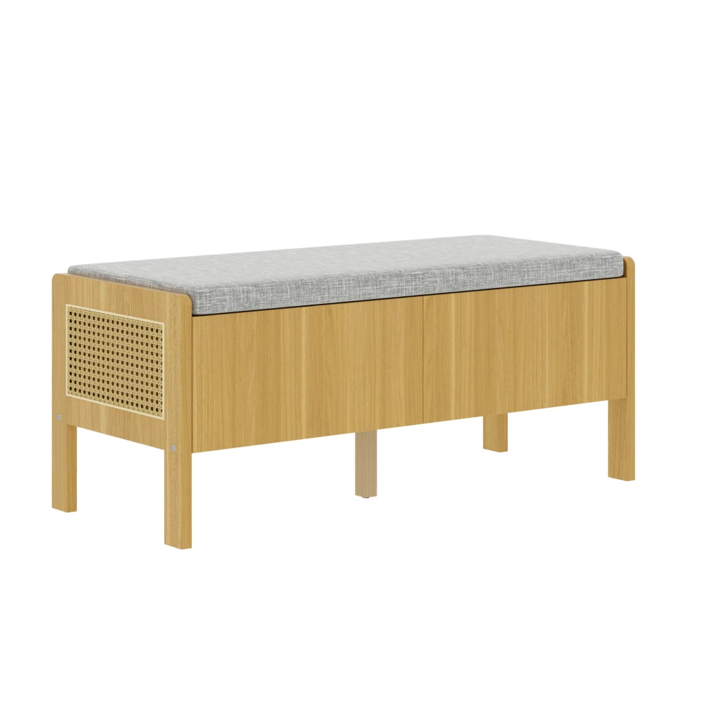 Panca contenitore con 2 cassetti e laterali in rattan