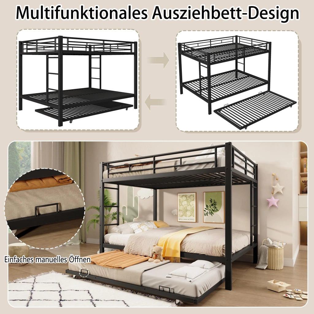 Letto a castello funzione estrabile metallo 140x200 cm