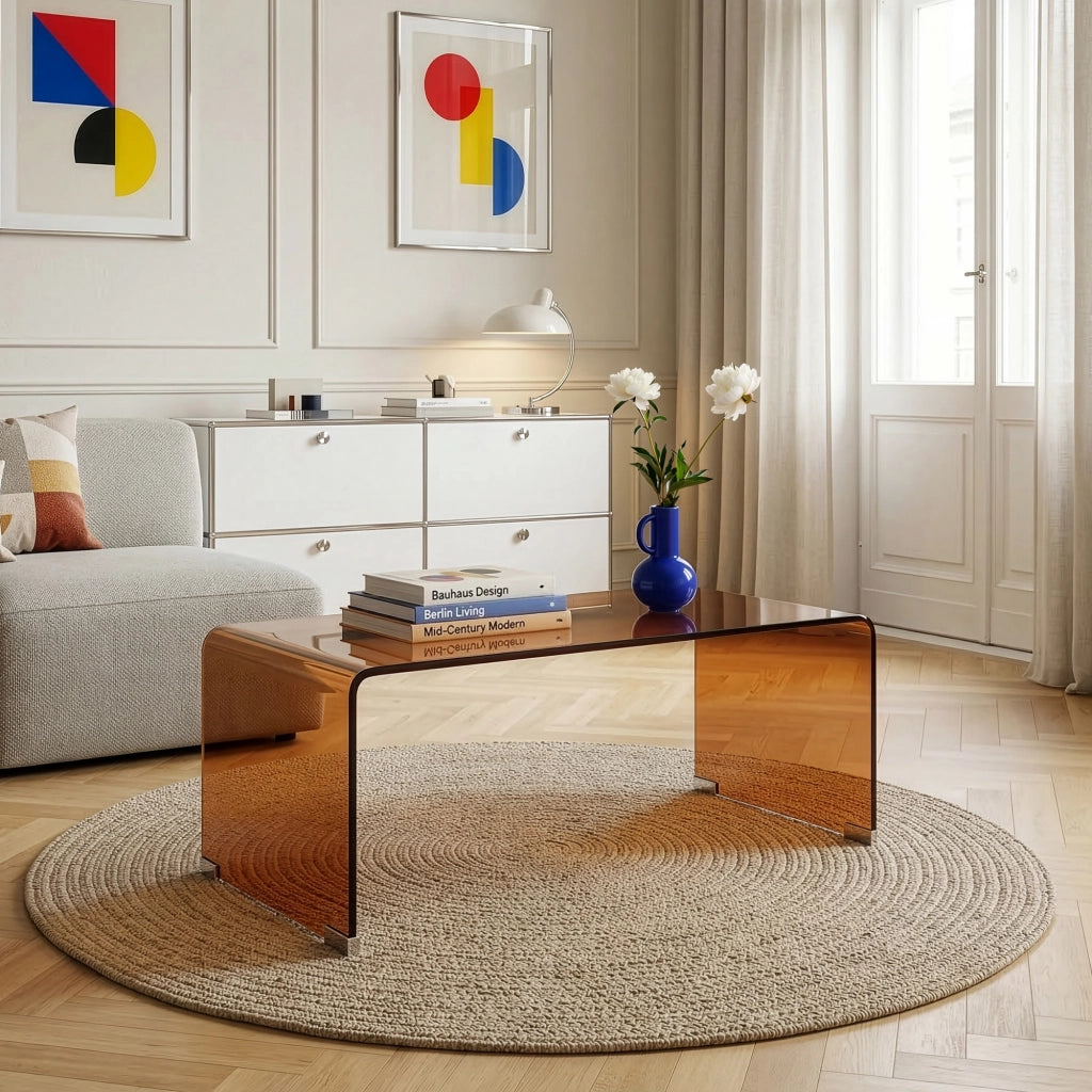 Tavolino da Caffè Väsas in Vetro 90 x 45 x 35 cm - Marrone [en.casa]