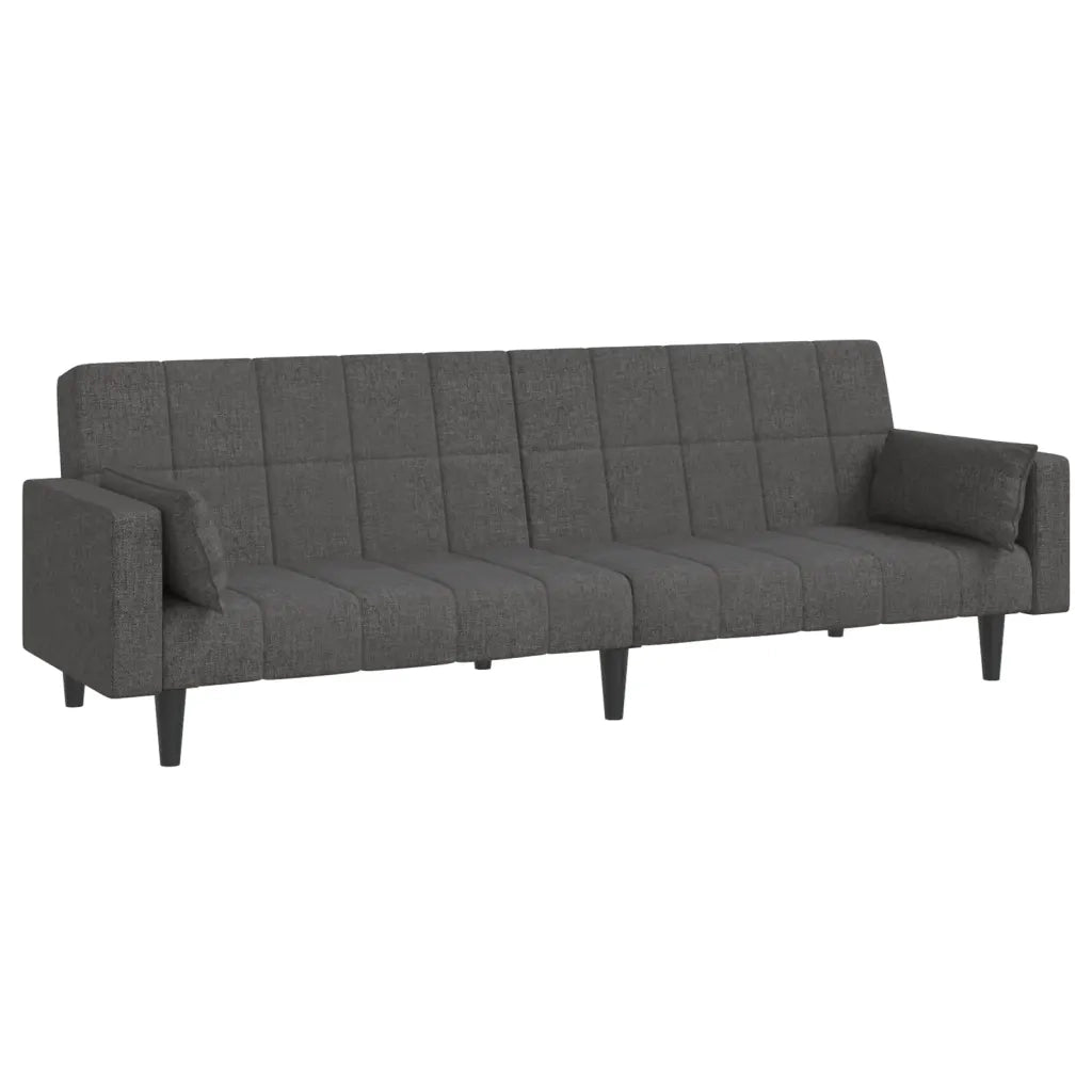 Divano Letto a 2 Posti con 2 Cuscini Grigio Scuro in Tessuto 375834