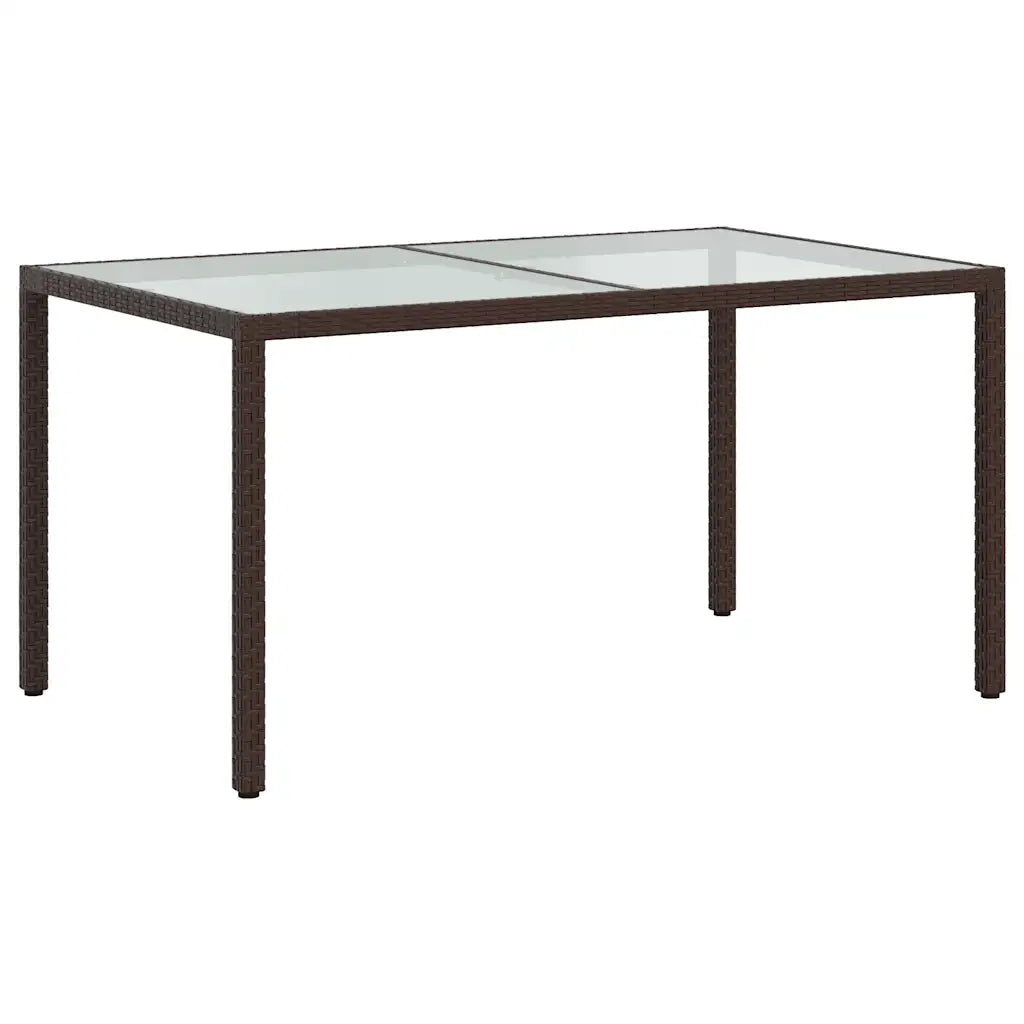 Tavolo Giardino 150x90x75cm Vetro Temperato Polyrattan Marrone 316704