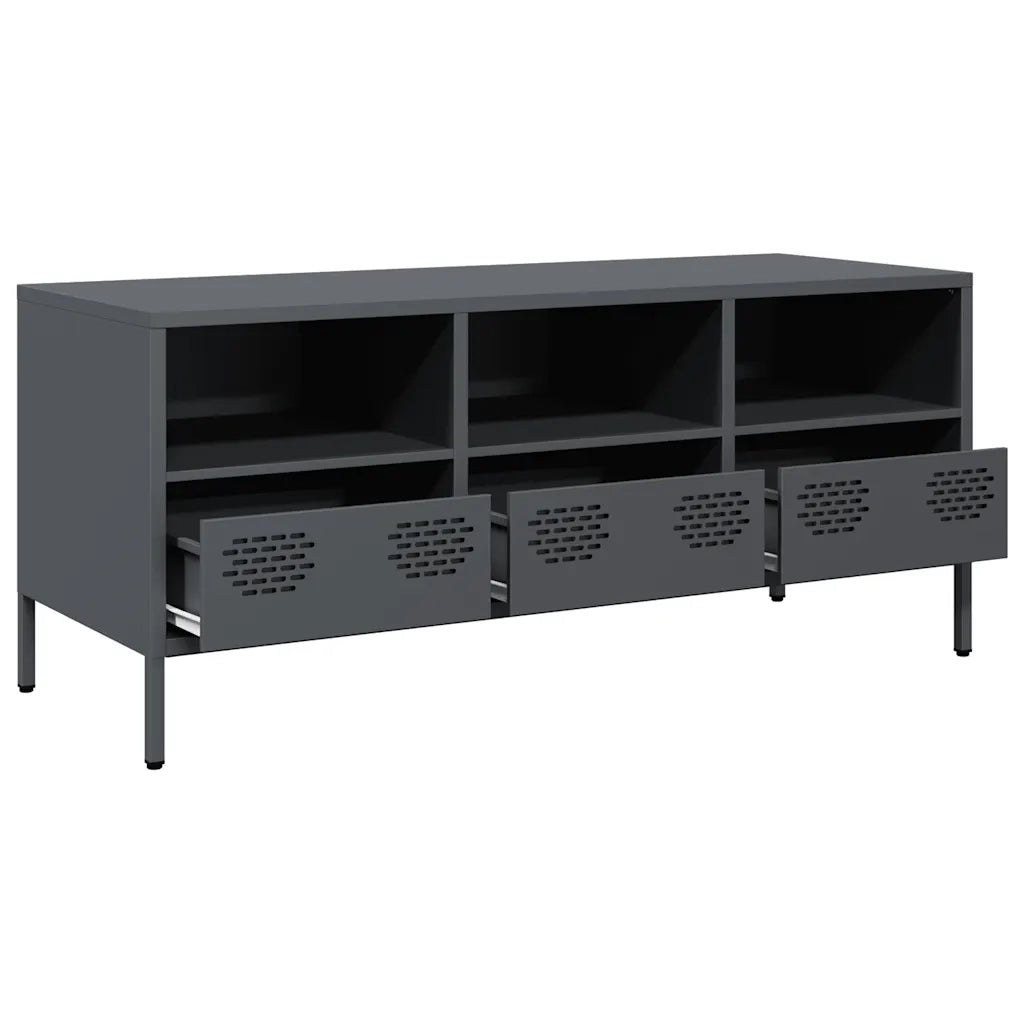 Mobile TV Antracite 101,5x39x43,5 cm Acciaio Laminato a Freddo