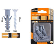 Trade Shop - Set 6 Pz Viti Vite Croce 5x60mm + Tasselli Con Alette Tassello M10 Fischer 57570 -