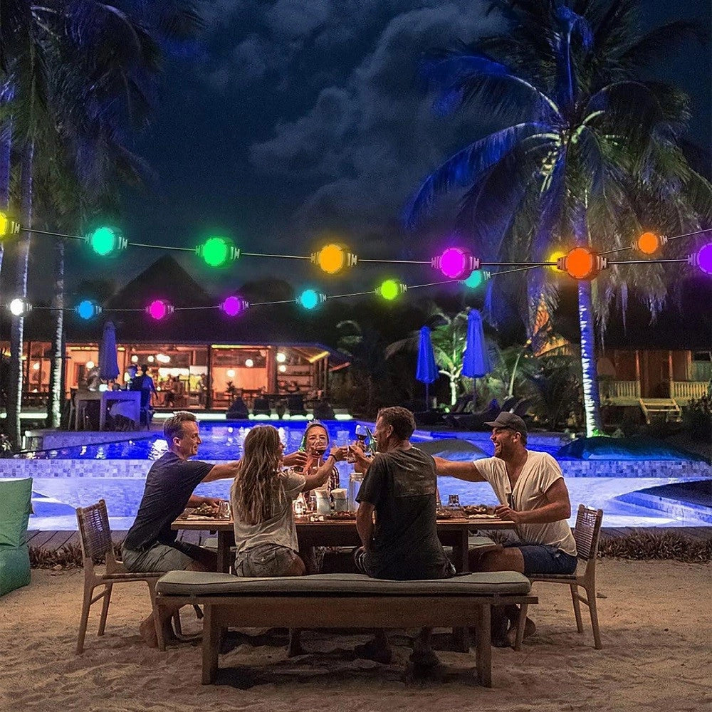 Trade Shop - Catena Luminosa Solare Crepuscolare Led Rgb Rgbw Smart Bluetooth Ip65 Luce 13 Mt -