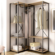 Armadio Camera da Letto Gallup, Guardaroba Grande 4 Ripiani, 100x167h cm Marrone Rovere